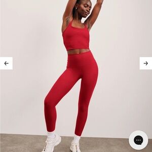 Beyond Yoga Red Holly Heather Spacedye Caught In The Midi High Waisted Legging